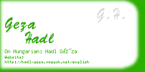 geza hadl business card